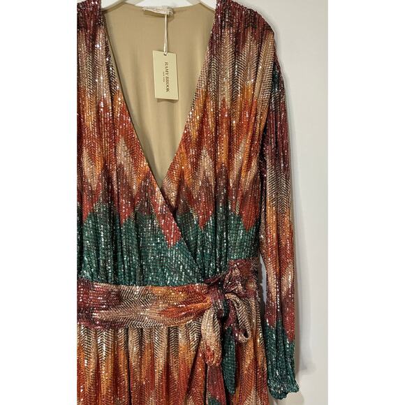 Ramy Brook Michaela Sequin Chevron Wrap Minidress Multicolor Plus Size 3 XL NWT - Picture 5 of 16
